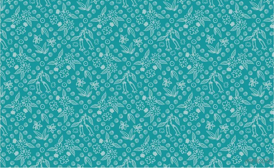 White line botanical print on a turquoise background, Olimpics Games collection
